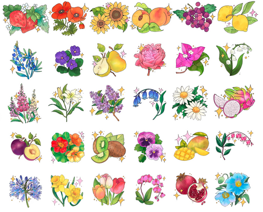 Fruits & Flowers Digital Icon Pack