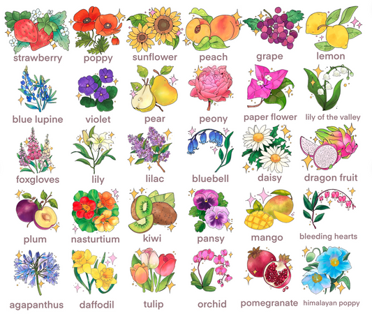 Fruits & Flowers Digital Icon Pack