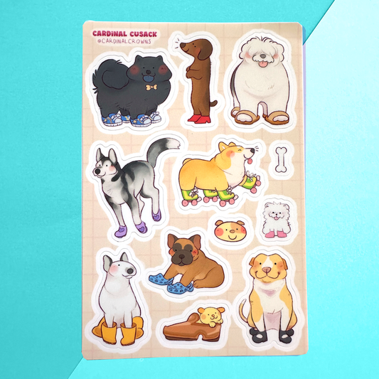 Dogs in Shoes Sticker Sheet