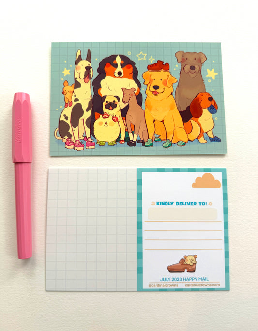 Dogs in Shoes Postcard Print