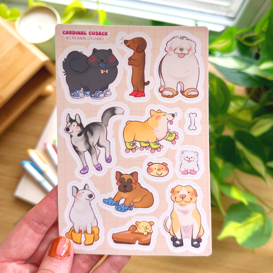 Dogs in Shoes Sticker Sheet