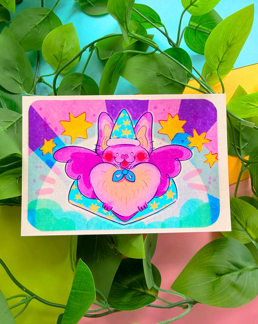 Bat in Hat Postcard Print