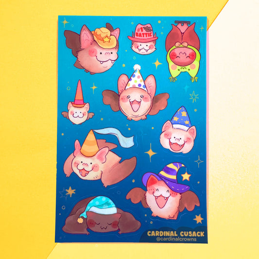 Bats in Hats Sticker Sheet