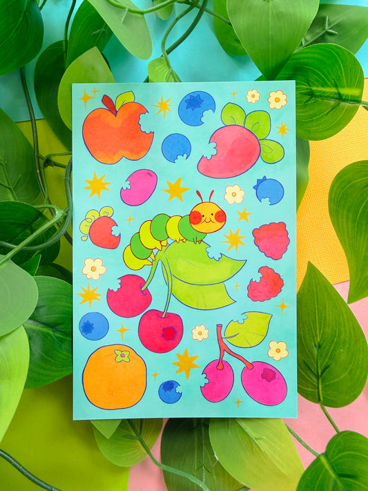 Caterpillar Munchies Postcard Print