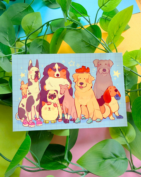 Dogs in Shoes Postcard Print