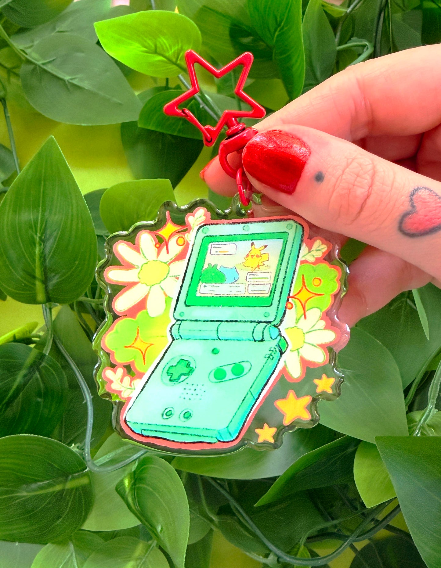 Nostalgic Handheld Game Console Charm - 2.5" Acrylic Epoxy Keychain