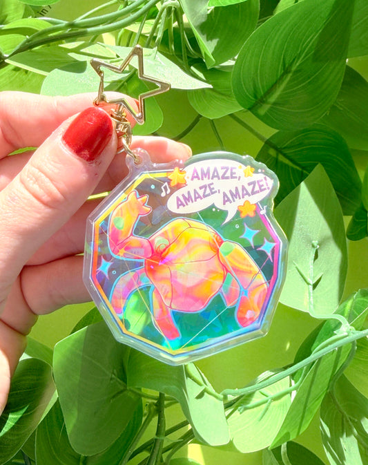 Rocky Friend Acrylic Charm - 2.5" Acrylic Holographic Epoxy Keychain